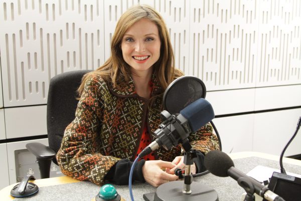 Sophie Ellis Bextor in BBC studio for Medical Aid Films Radio 4 appeal