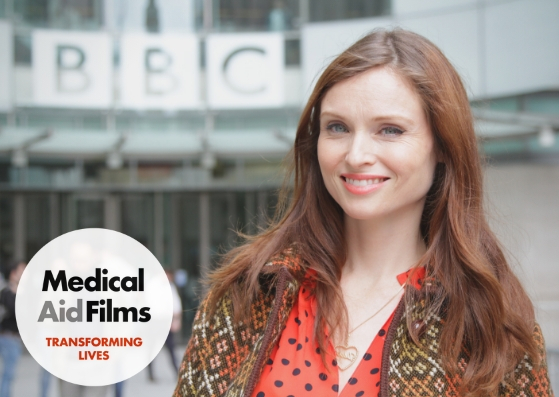 Sophie Ellis-Bextor outside of BBC Broadcasting House for Medical Aid Films
